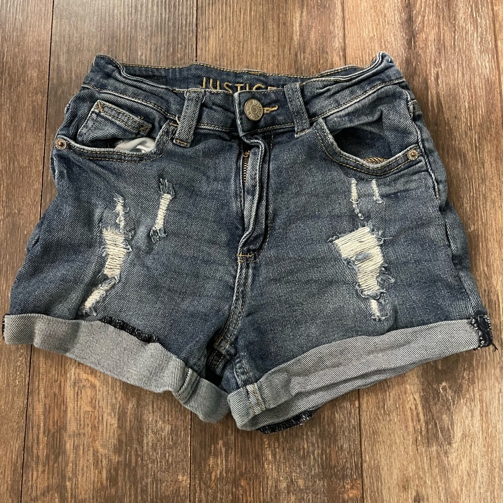 Justice Distressed Blue Jean Shorts